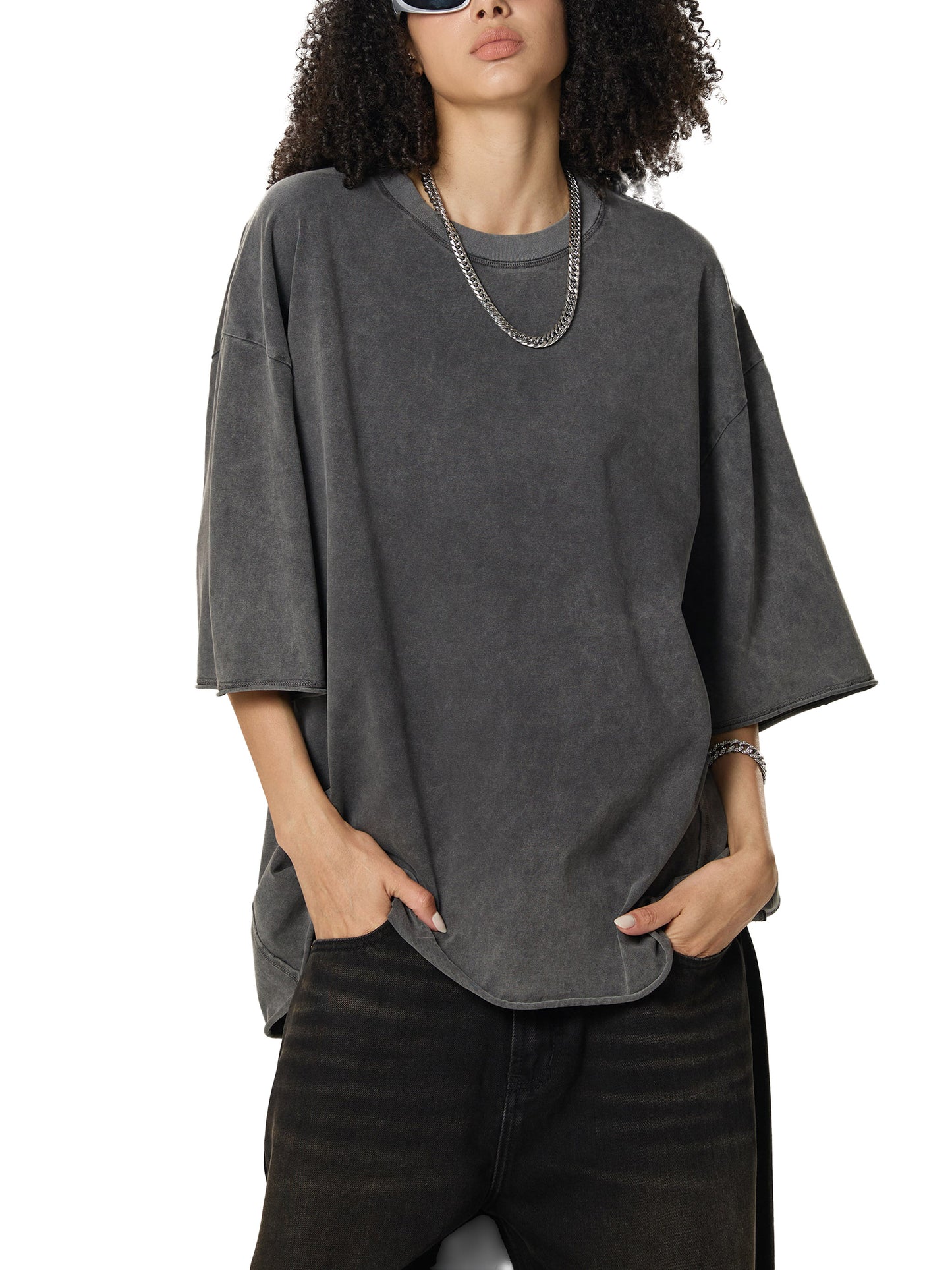 In For The Thrill Flaming Raw Edge Snow Washed Boxy T-Shirt