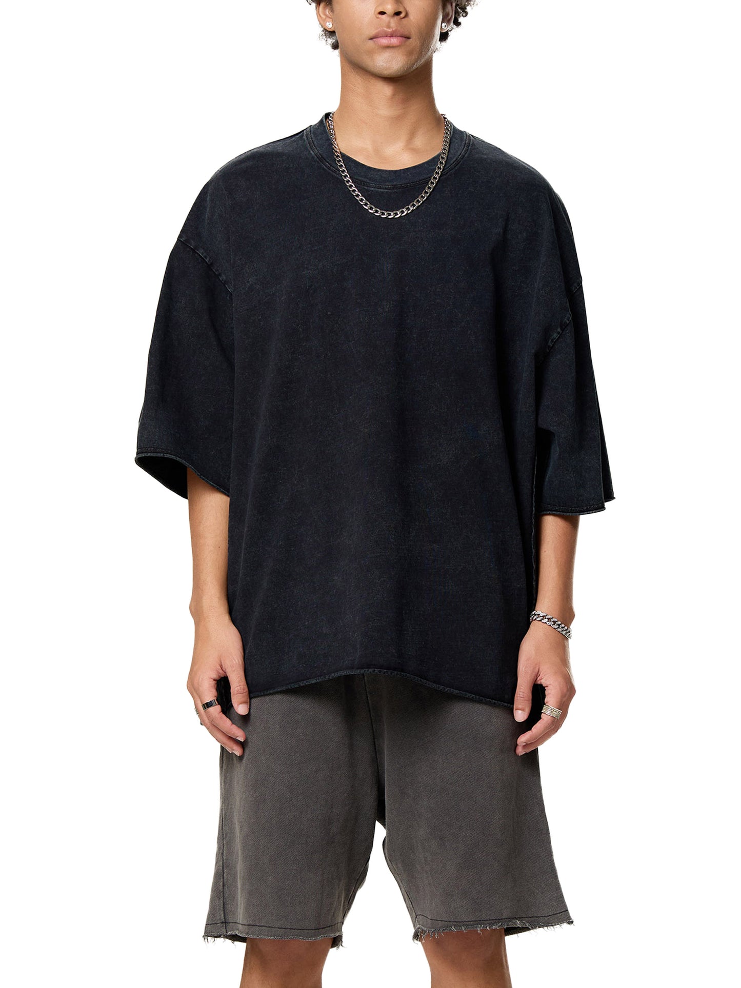 In For The Thrill Flaming Raw Edge Snow Washed Boxy T-Shirt