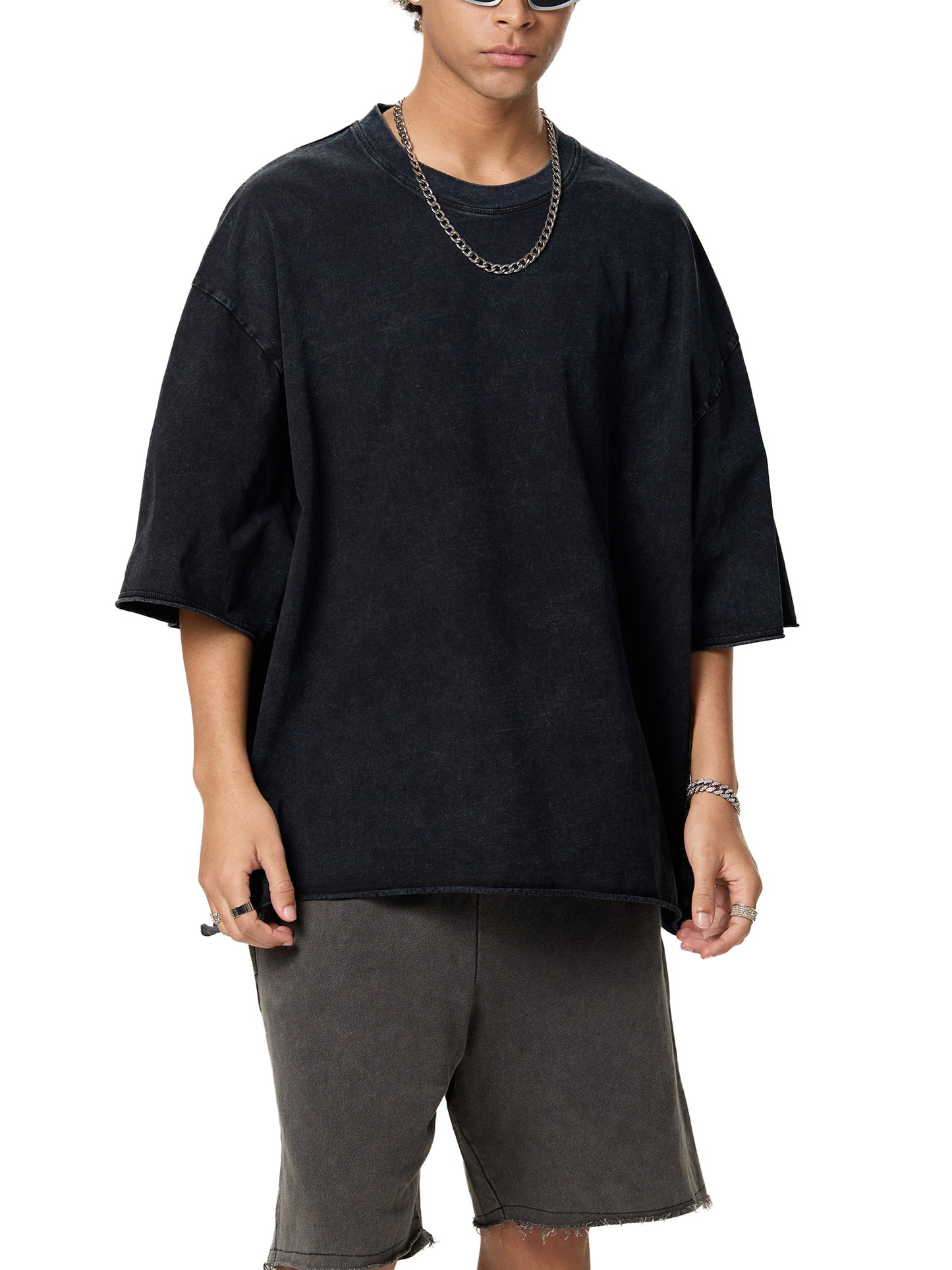 In For The Thrill Flaming Raw Edge Snow Washed Boxy T-Shirt