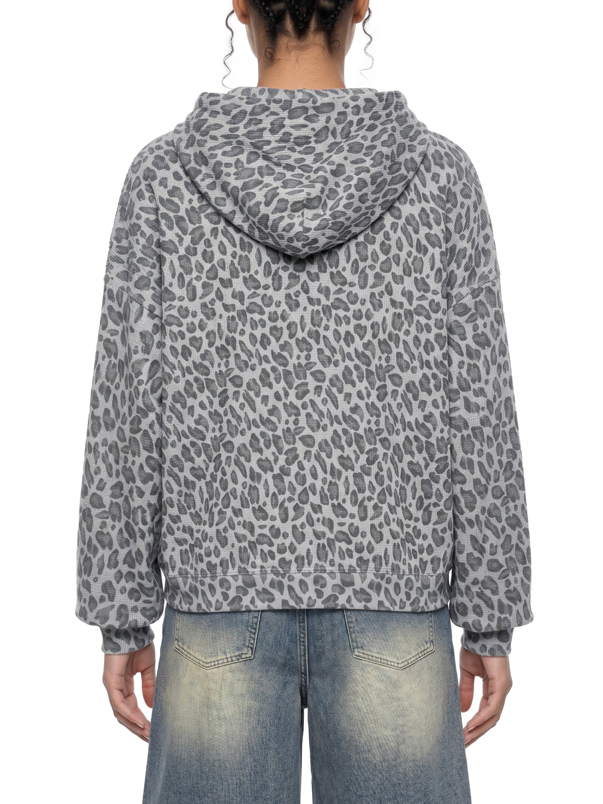 Trippy Art By Kelz Unisex Leopard Print Waffle Full Zip Hoodie