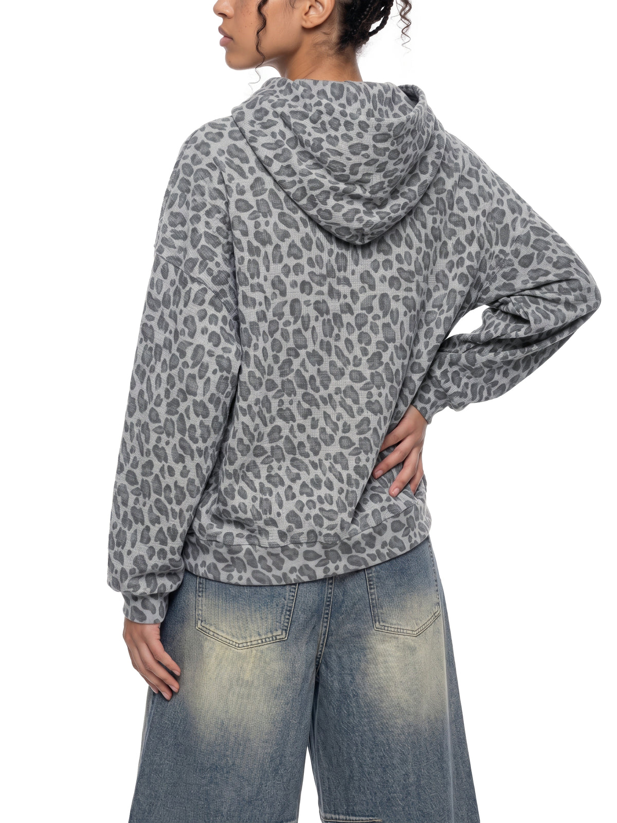 Trippy Art By Kelz Unisex Leopard Print Waffle Full Zip Hoodie